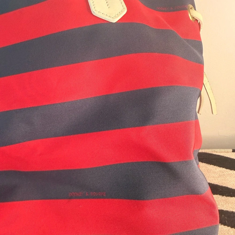 Dooney & Bourke Navy and Red Striped Tote - Picture 3 of 14